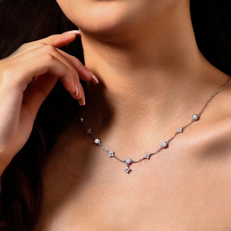 Moissanite Flower Necklace