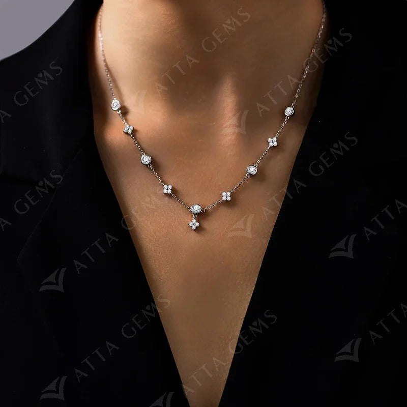Moissanite Flower Necklace